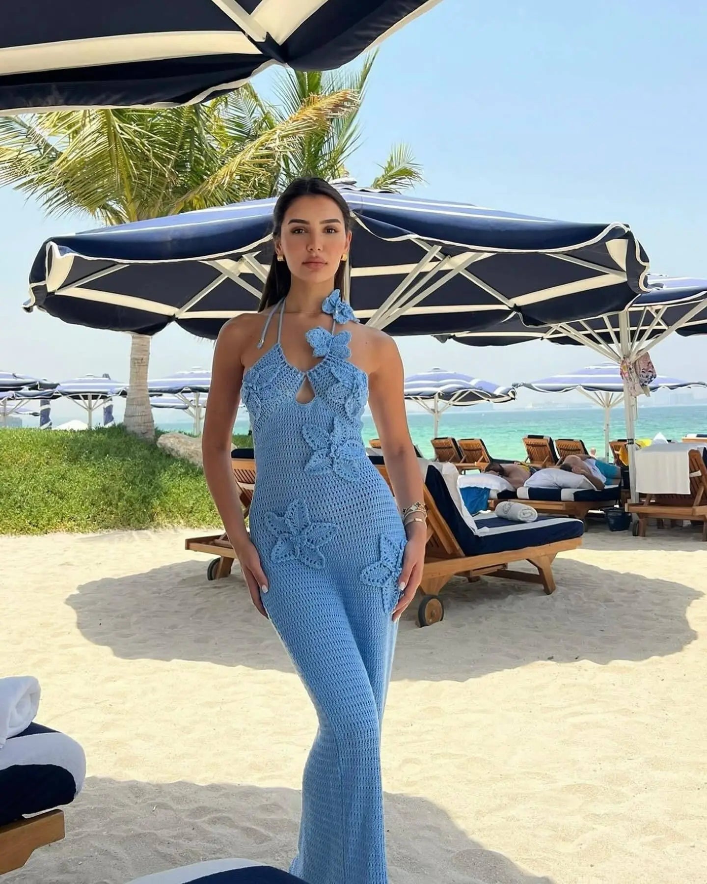 PARIS | Gehaakte Maxi Zomerjurk Met 3D Gehaakte Bloemen - Stijlvol & Perfect Voor Vakantie