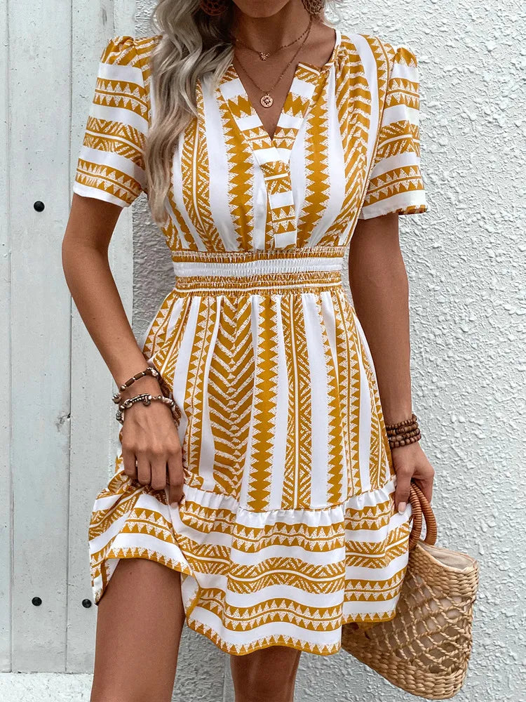 NAYLA | Zomerse Jurk Voor Dames Met Boho Print - V-Hals & Perfect Voor Vakantie