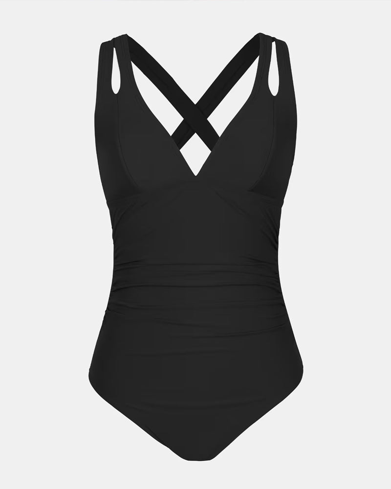 MAIKA | Flatterend Zwart Badpak Met V-Hals - Stijlvol, Comfortabel & Zelfverzekerd