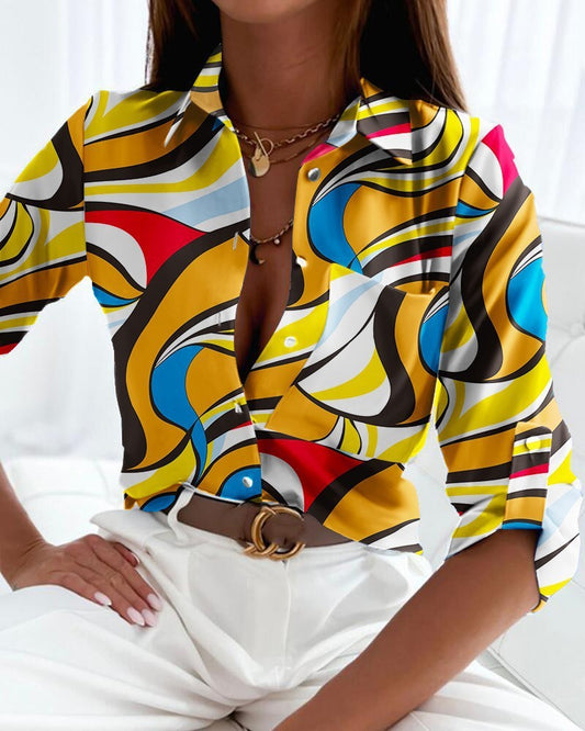 MARIS | Zomer Dames Blouse – Abstracte Print voor Kantoor & Vrije Tijd