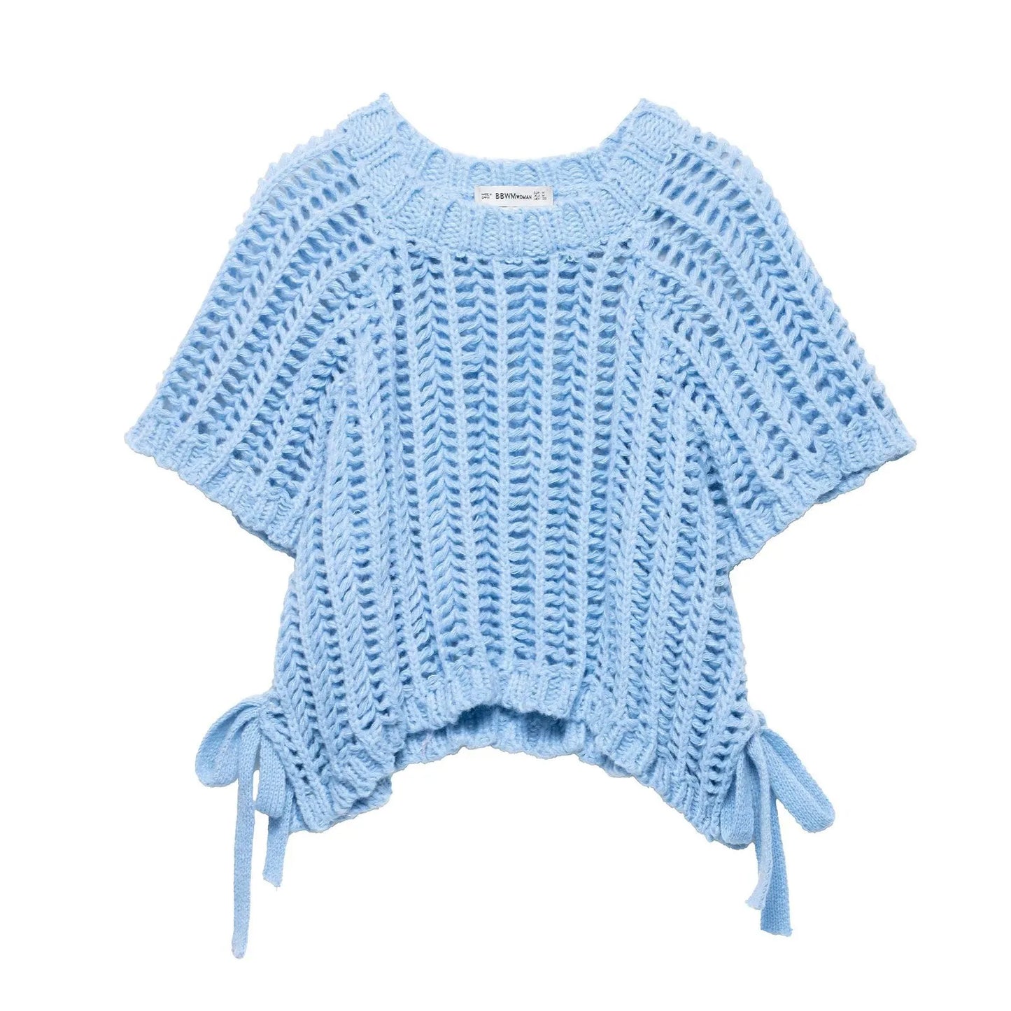NOÉMI | Gebreide Cropped Dames Top met Strikdetails – Luchtig, Trendy & Zomers