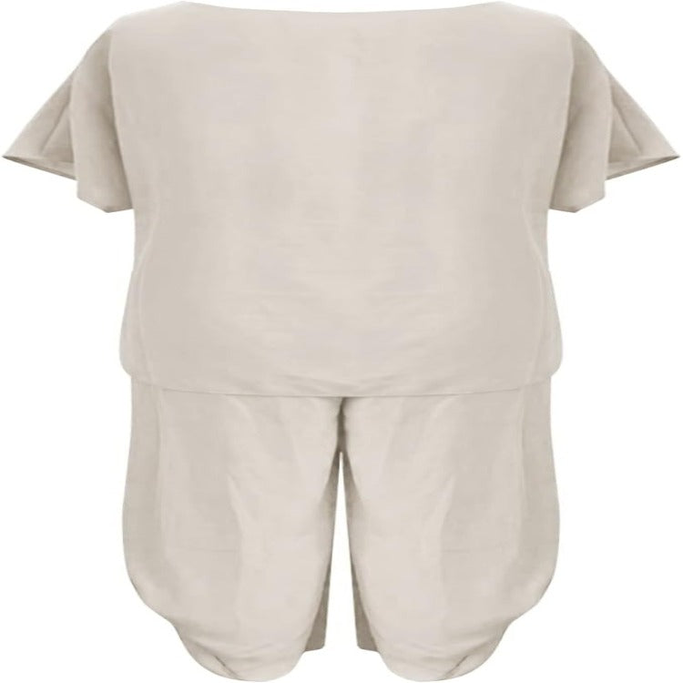 JULES | Dames 2 Delige Relaxed Fit Set Wijdvallende Top & Korte Mouw – Comfortabele Flared Broek