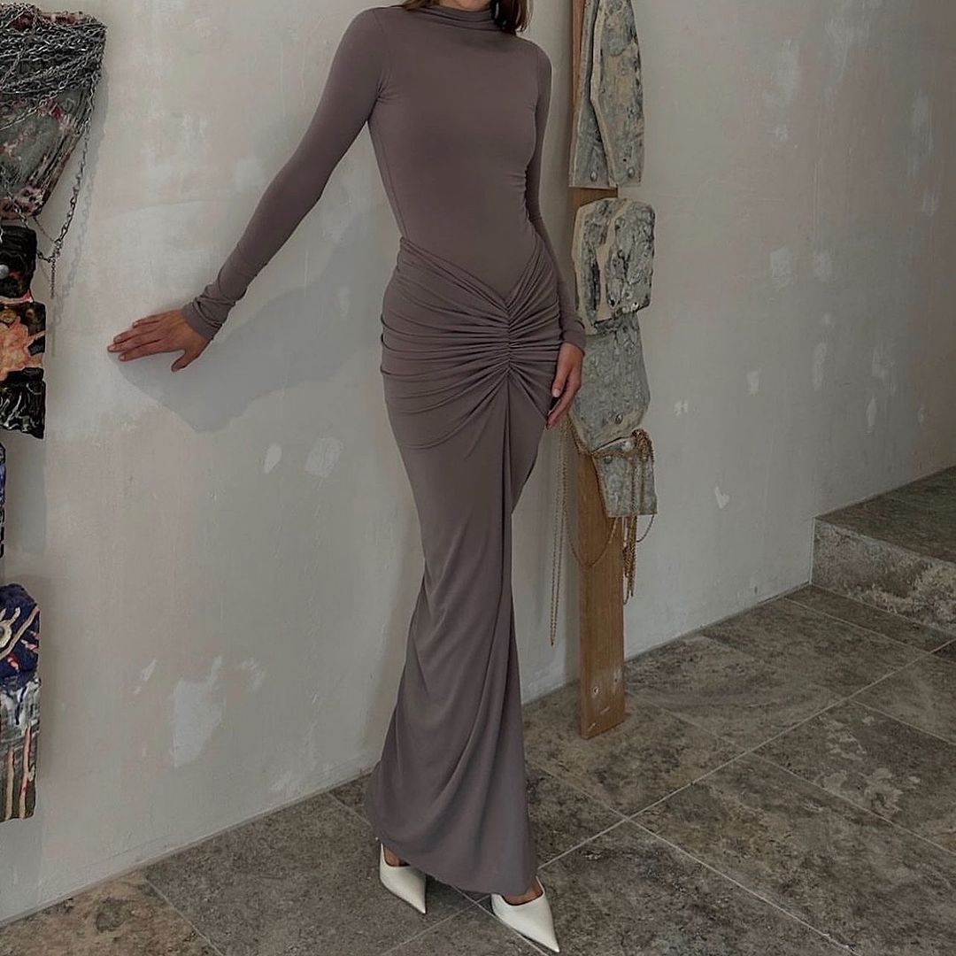 SAMMI | Luxe Stretch Jurk Voor Dames Met Flatterende Plooi Detail - Stijlvol & Elegant