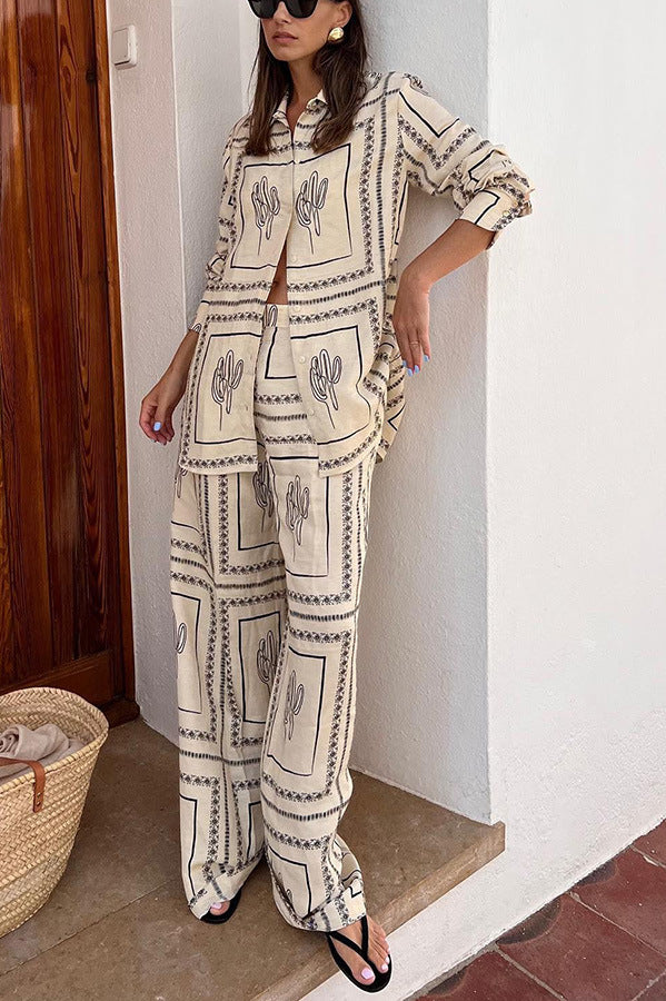 MAELI | Dames Zomer Combi Set – Geometrische Print & Relaxte Pasvorm