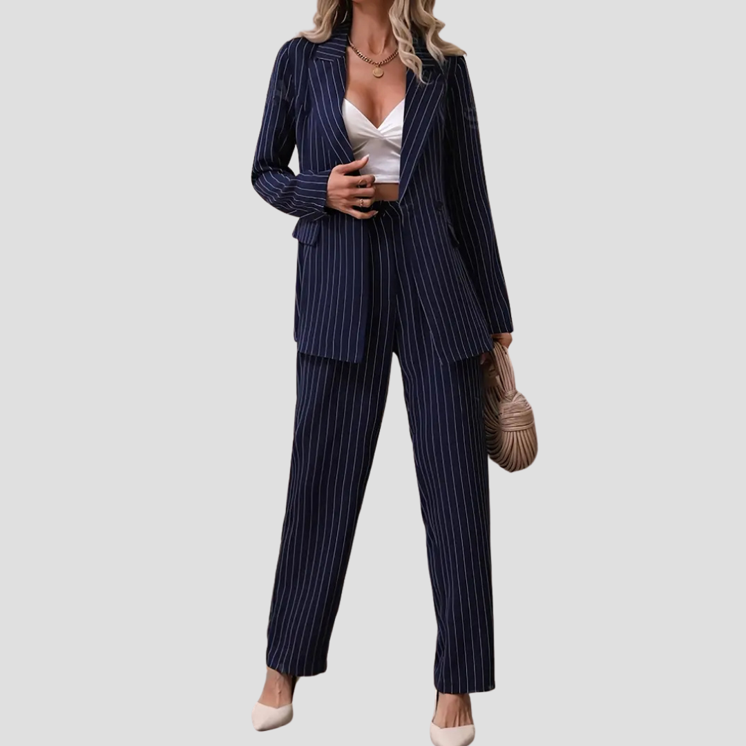 Dames Gestreept Pak Set – Stijl, Klasse En Zelfvertrouwen In Één Outfit
