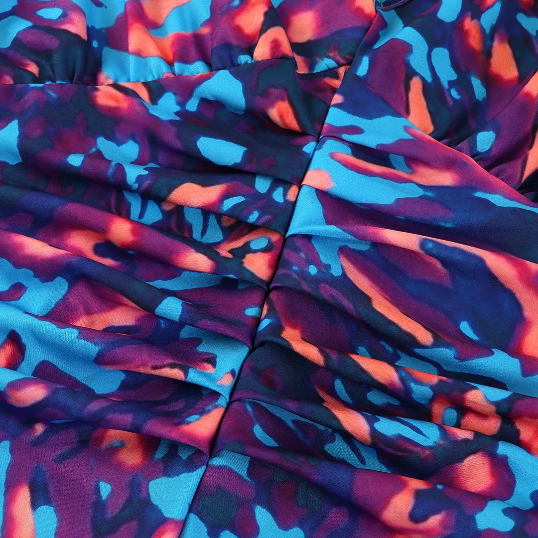 SELINA | Zomerse Maxi Jurk Voor Dames Met Plof Mouwen & Krachtige Kleur