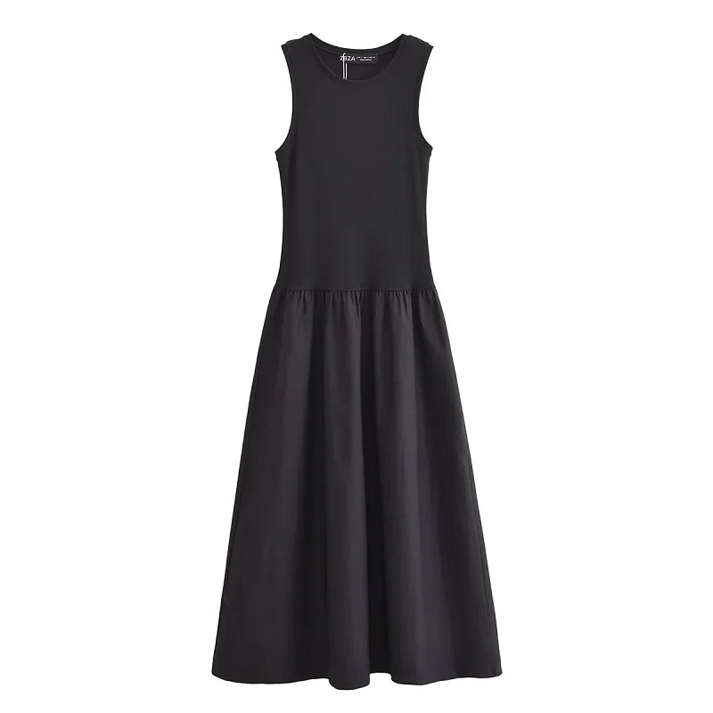 MAYSA | Casual Chic Mouwloze Midi Jurk - Verfijnd, Stijlvol & Chic