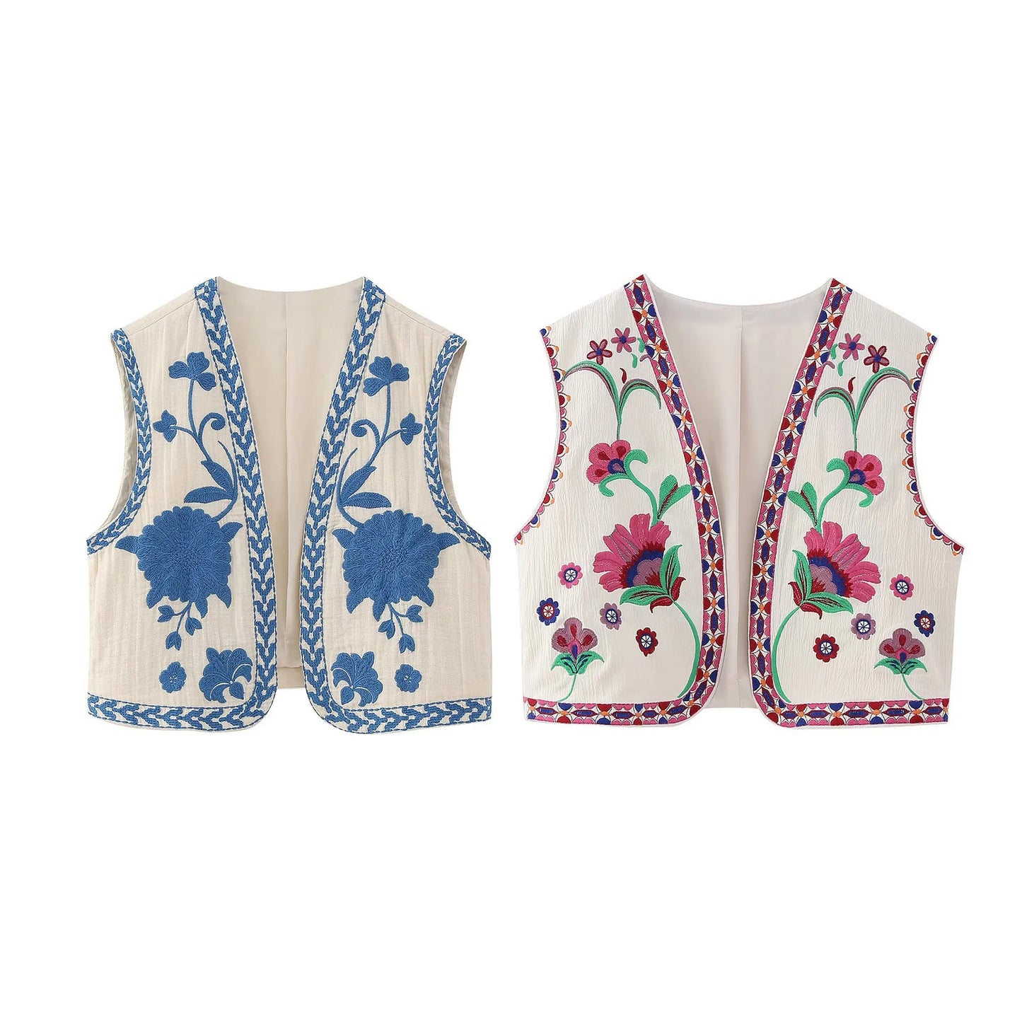 JINA | Zomerse Gilet Met Geborduurd Design - Modieus & Casual