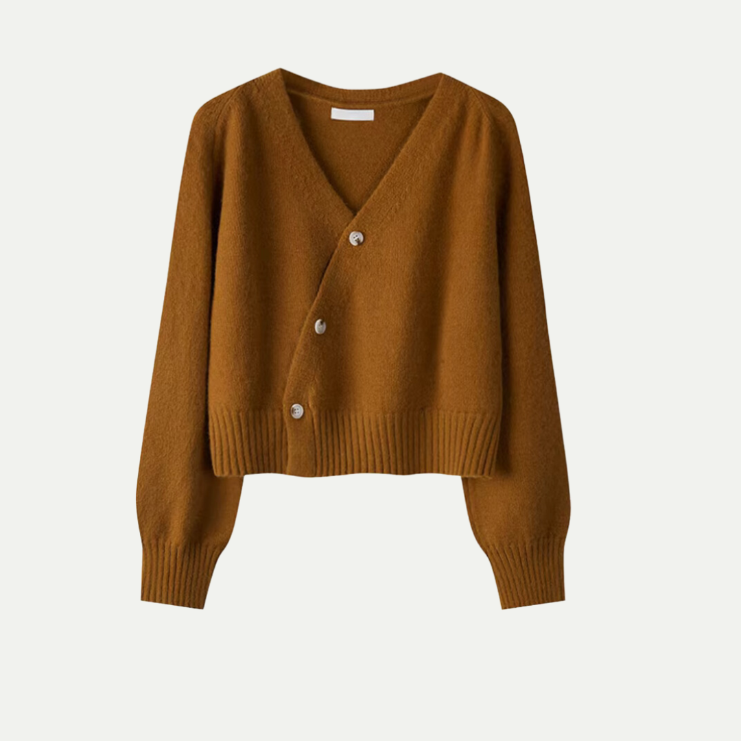 Dames Cardigan Van Premium Wol V-hals Met Schuine Knopen | Moderne Chic & Comfort
