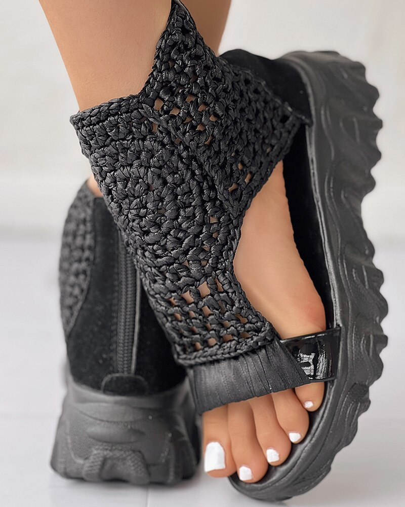 NAIRA | Gevlochten Dames Platform Sandalen - Stevig & Zomers
