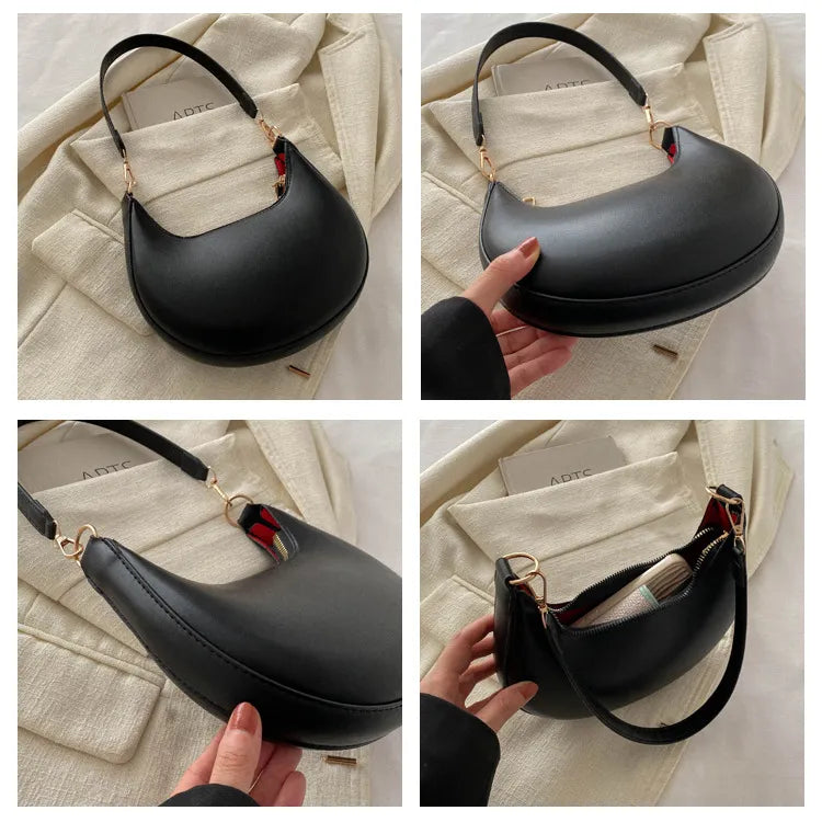 ROMY | Halve Maan Schoudertas in Minimalistische Stijl – Compact, Elegant & Onverwacht Ruim
