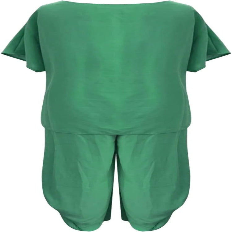 JULES | Dames 2 Delige Relaxed Fit Set Wijdvallende Top & Korte Mouw – Comfortabele Flared Broek