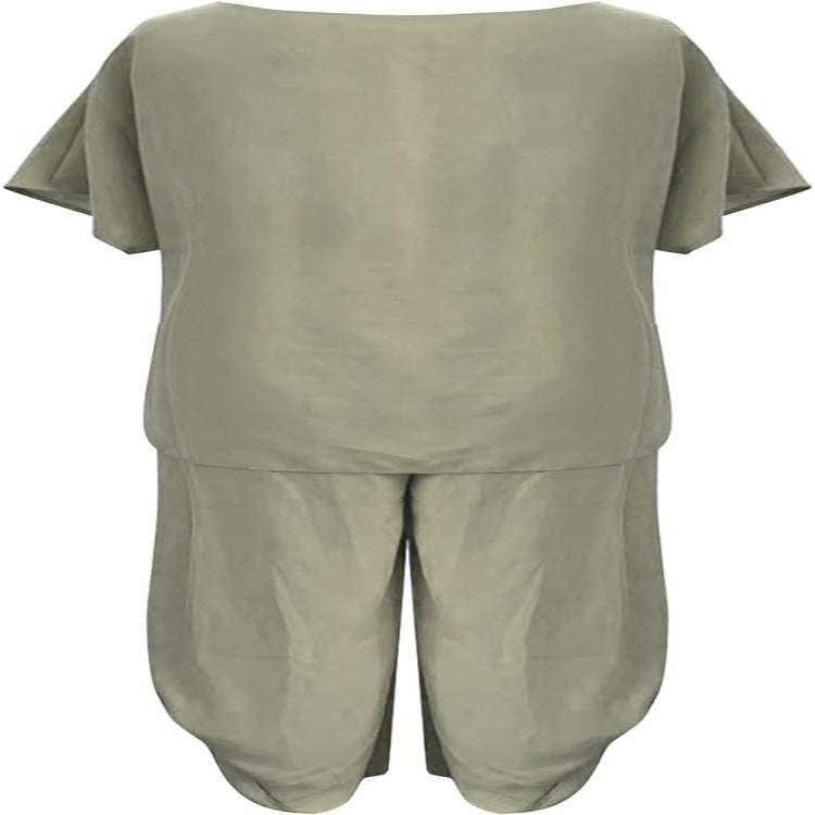 JULES | Dames 2 Delige Relaxed Fit Set Wijdvallende Top & Korte Mouw – Comfortabele Flared Broek