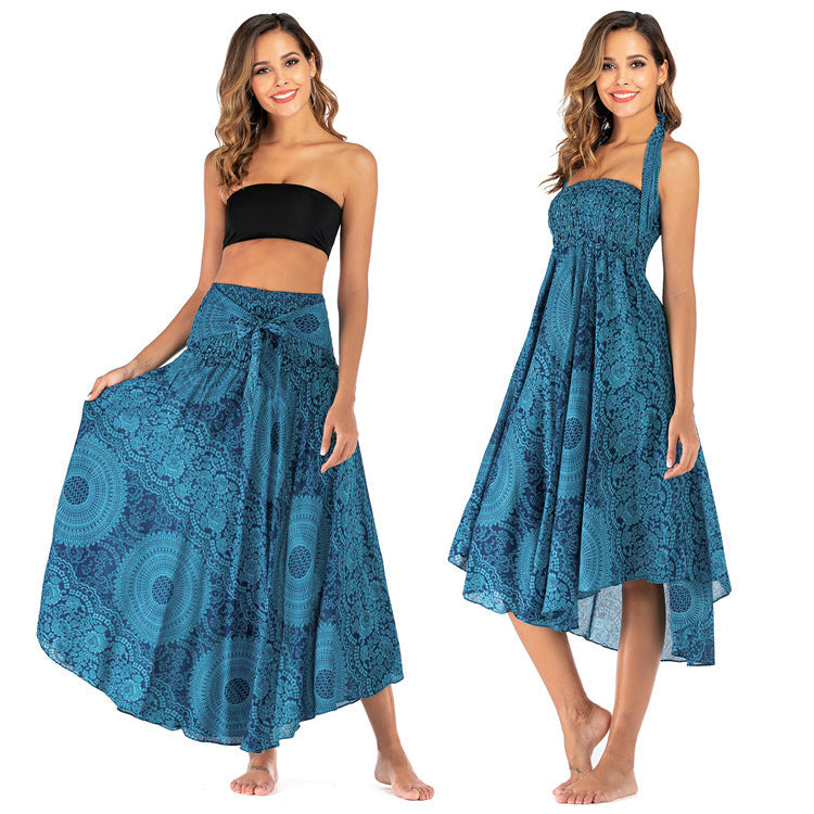 MIMA | Lange Boho-Rok met Striksluiting en Vrouwelijke Print voor Dames