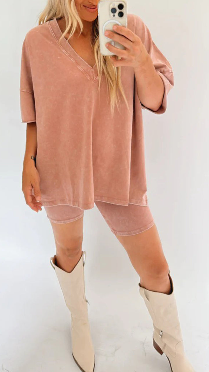 TOVA | Tweedelige Dames Comfort Set - Oversized Shirt Met Sportief Broekje