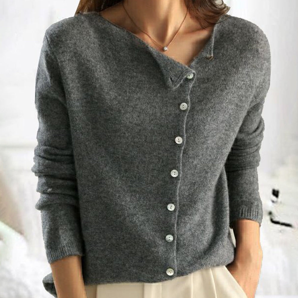 VALERIÉ | Elegante Gebreide Dames Trui met Knoopjes – Warm, Comfortabel & Tijdloos Voor Herfst En Winter