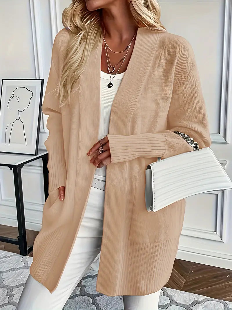NAOMI | Lange Damesvest Met Brede Ribboorden – Warm, Stijlvol & Ideaal Voor Koude Dagen