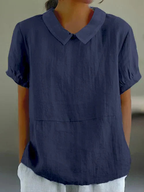 MARTINA | Dames Zomer Blouse Met Omgeslagen Kraag En Korte Mouwen – Licht, Luchtig & Stijlvol