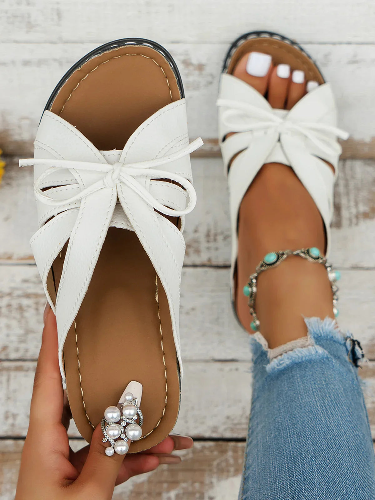NORA | Orthopedische Instap Slippers Voor Dames Met Vegan Leer En Strikje – Comfortabel, Elegant, Duurzaam