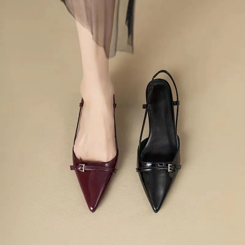HAZEL | Klassieke Puntige Slingback Hakken Met Glans Lak - Elegant, Chic & Comfortabel