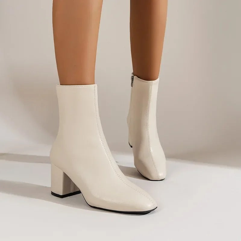 CHRISJE | Dames Enkellaarsjes met Blokhak - Elegant, Luxe & Stijlvol