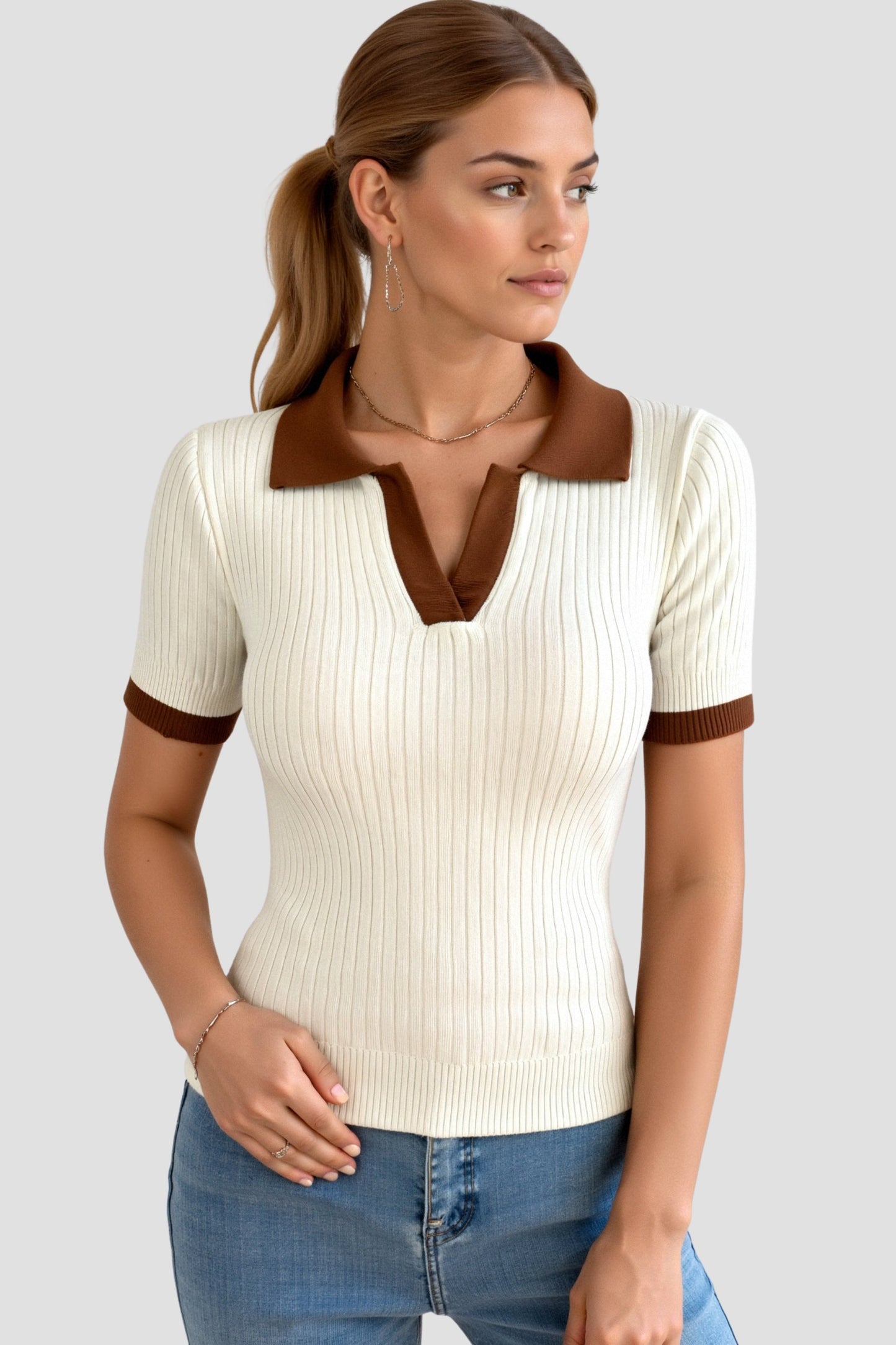 ELLY | Tijdloze Dun Gebreide Dames Polo Met Klassiek & Stijlvol Design