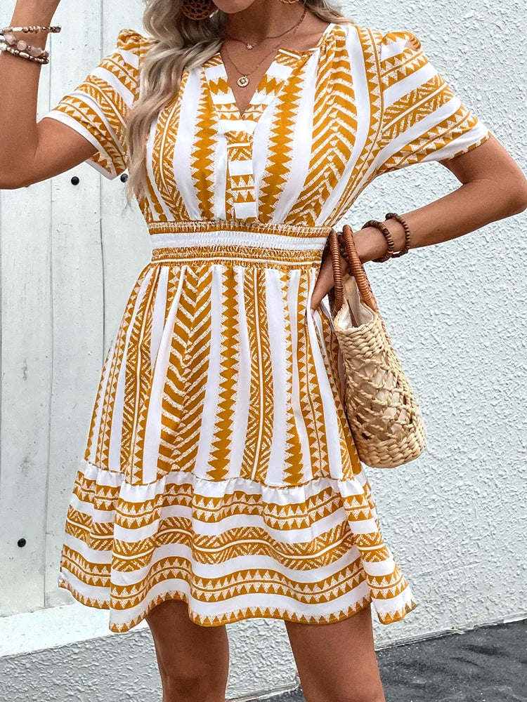 NAYLA | Zomerse Jurk Voor Dames Met Boho Print - V-Hals & Perfect Voor Vakantie