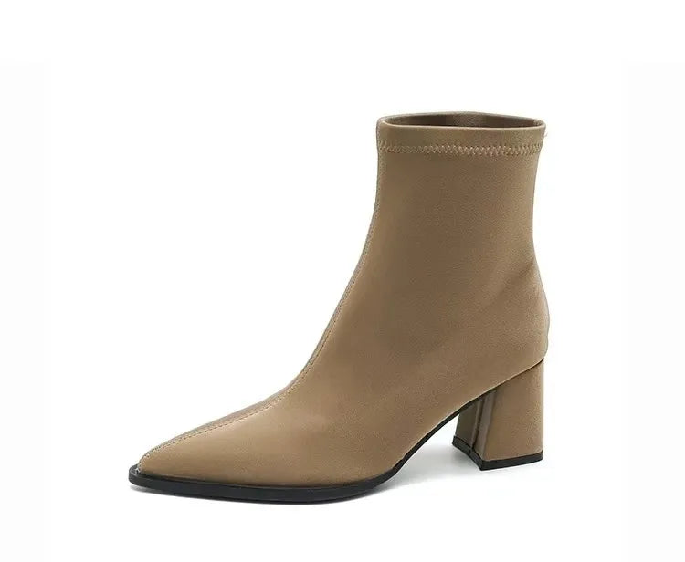 ANGEL | Elegante Velvet Enkel Laarsjes Voor Dames Met Punt Neus - Stijlvol & Comfortabel