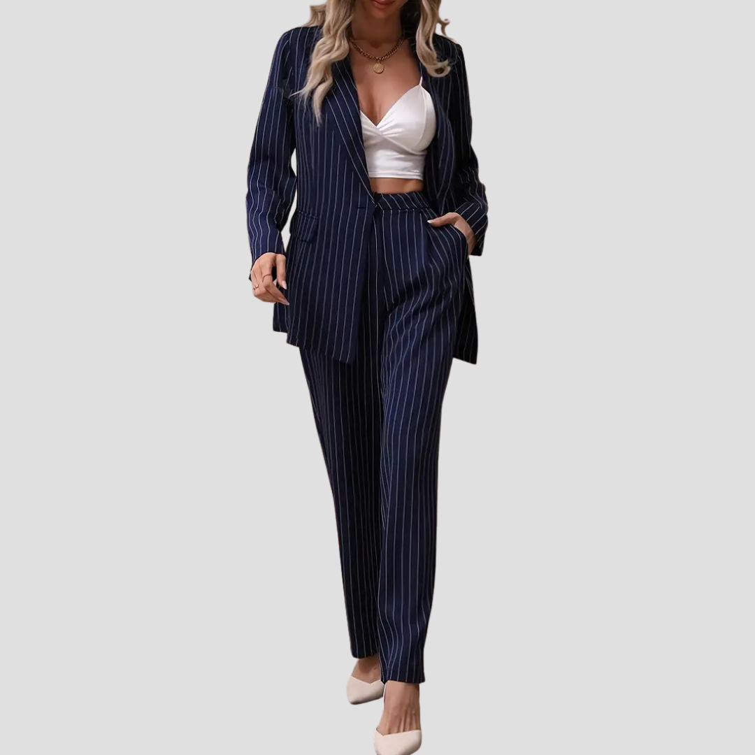 Dames Gestreept Pak Set – Stijl, Klasse En Zelfvertrouwen In Één Outfit