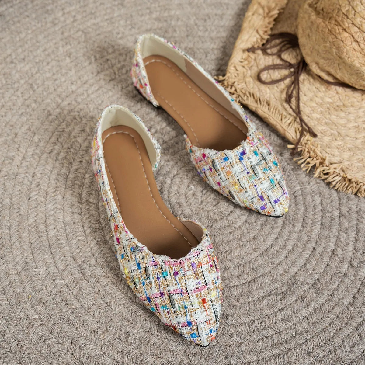 VEXA | Elegante Spitse Ballerina’s Voor Dames met Luxe Textuur - Zomers & Luchtig