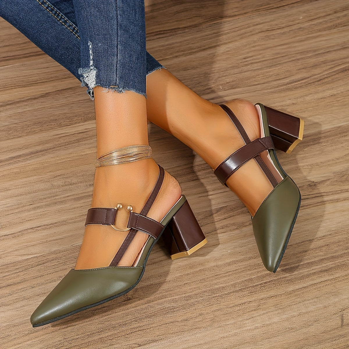 MARINA | Slingbacks Met Spitse Blokhak – Verfijnd, Comfortabel & Perfect Voor Elke Gelegenheid