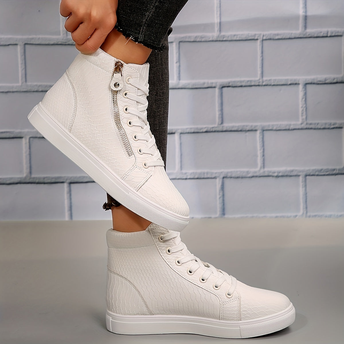 NOMI | Casual Hoge Sneakers Voor Dames Met Rits - Stevig & Modieus