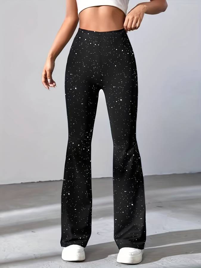 EVA | Flared Broek Voor Dames In Glitterstof – Glamoureus, Comfortabel, Opvallend