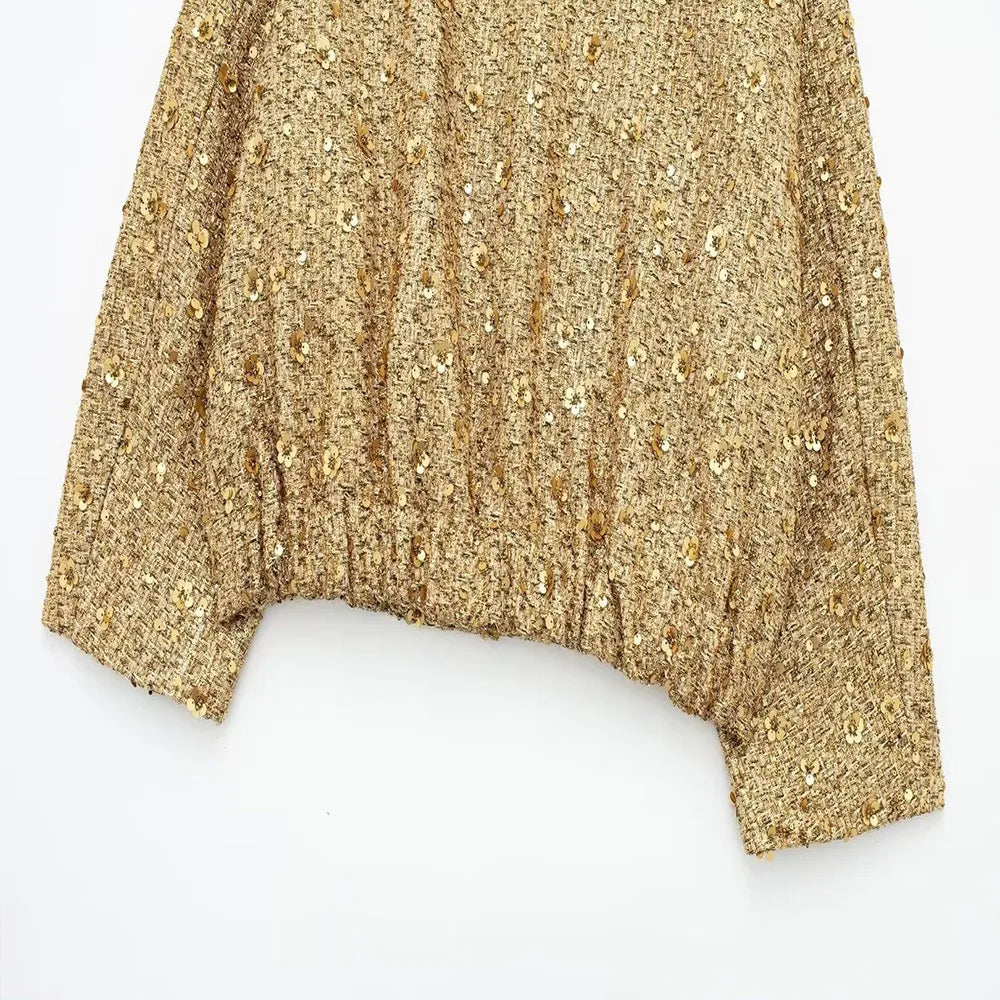 SARAH | Casual Bomberjack Met Gouden Pailletten – Comfort Meets Glamour