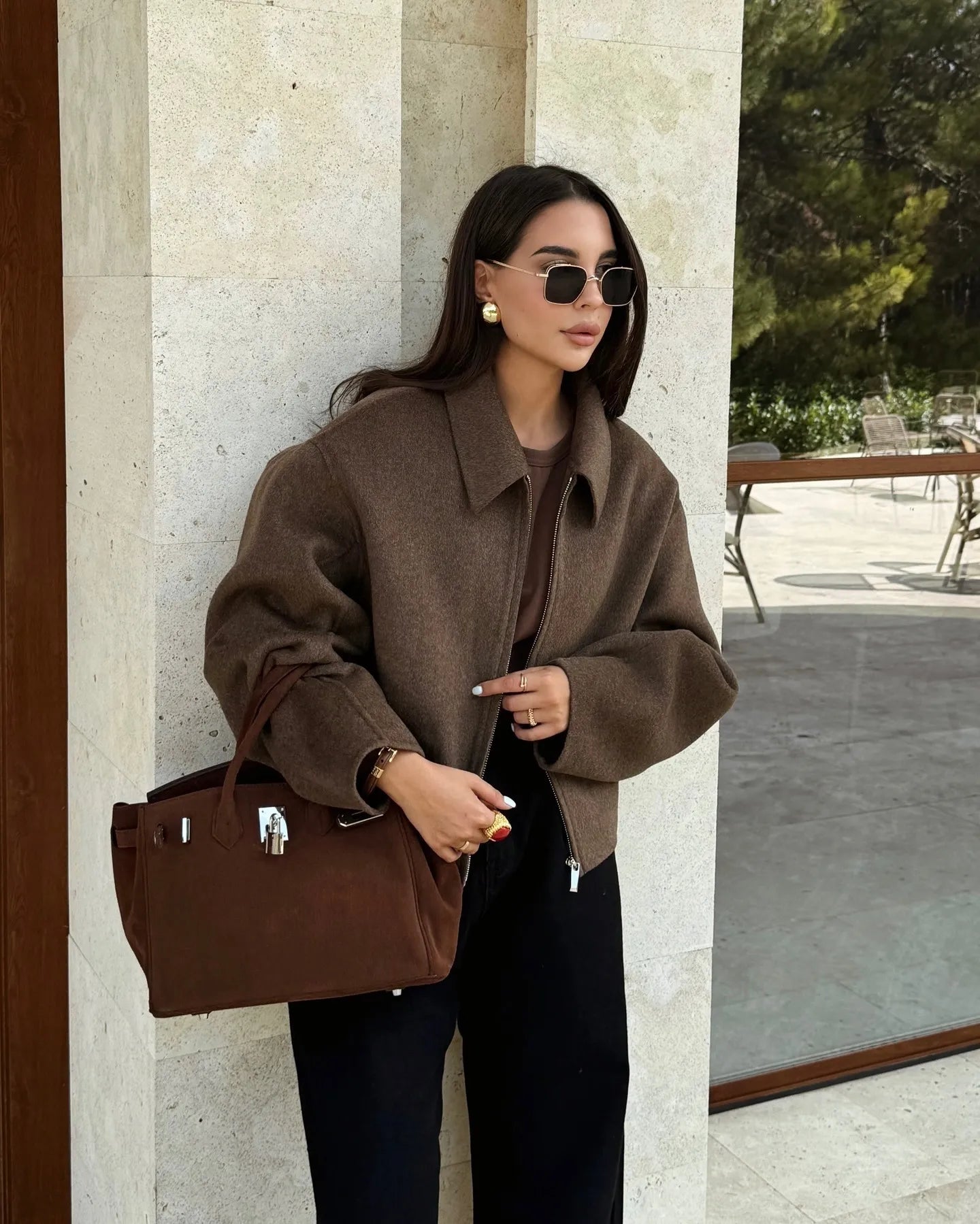 NOÉLLE | Warme Bruine Wollen Damesjas – Stijlvol & Comfortabel voor Herfst en Winter