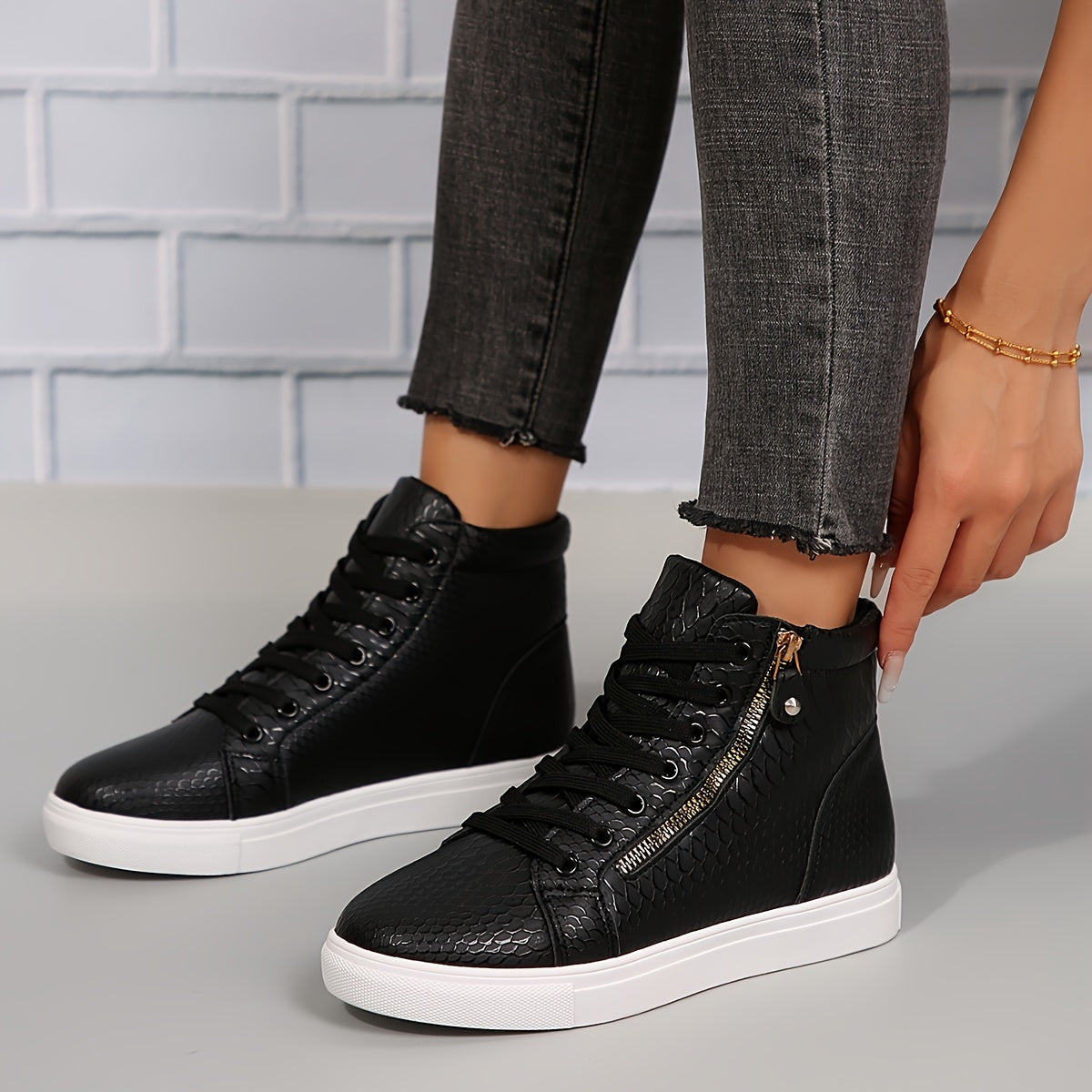 NOMI | Casual Hoge Sneakers Voor Dames Met Rits - Stevig & Modieus