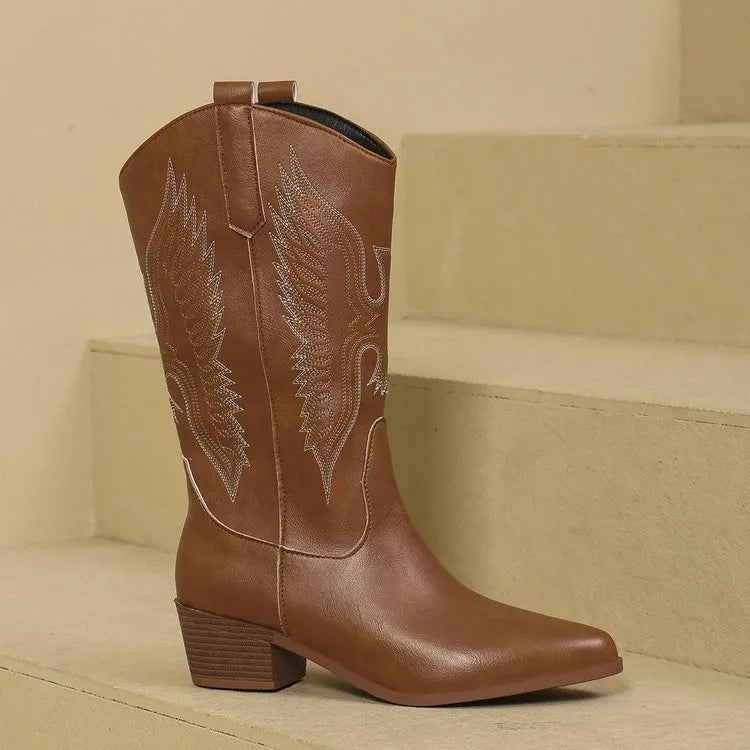 YVIE | Dames Cowboylaarzen Met Blokhiel En Puntneus – Vintage, Stoer, Comfortabel