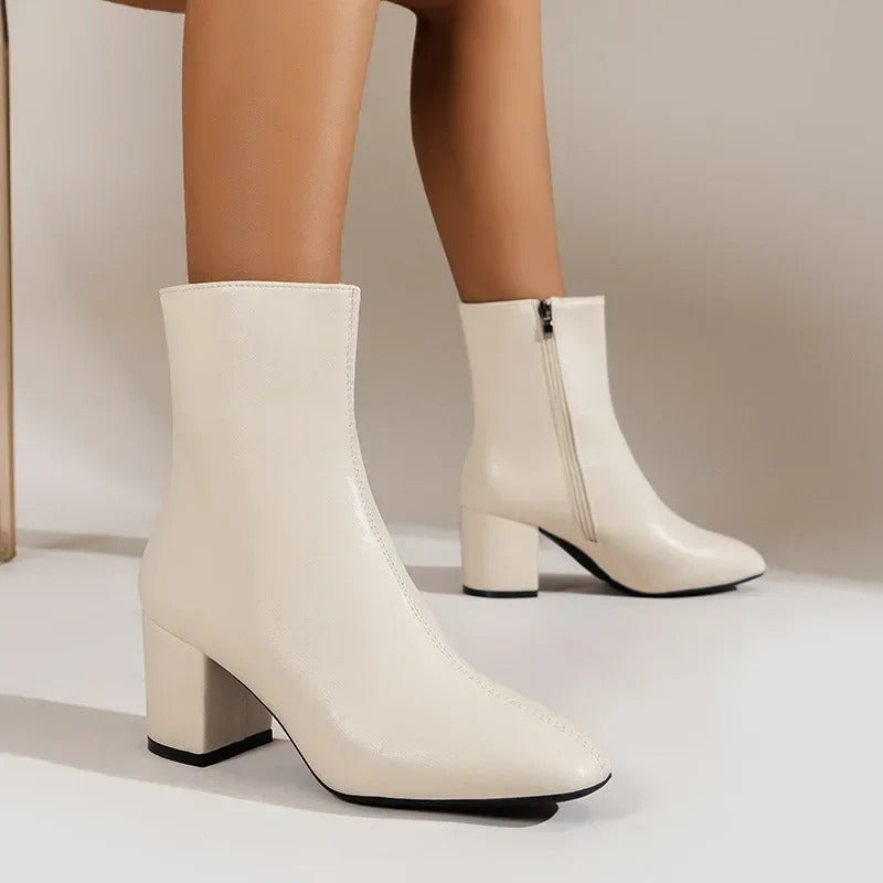 CHRISJE | Dames Enkellaarsjes met Blokhak - Elegant, Luxe & Stijlvol