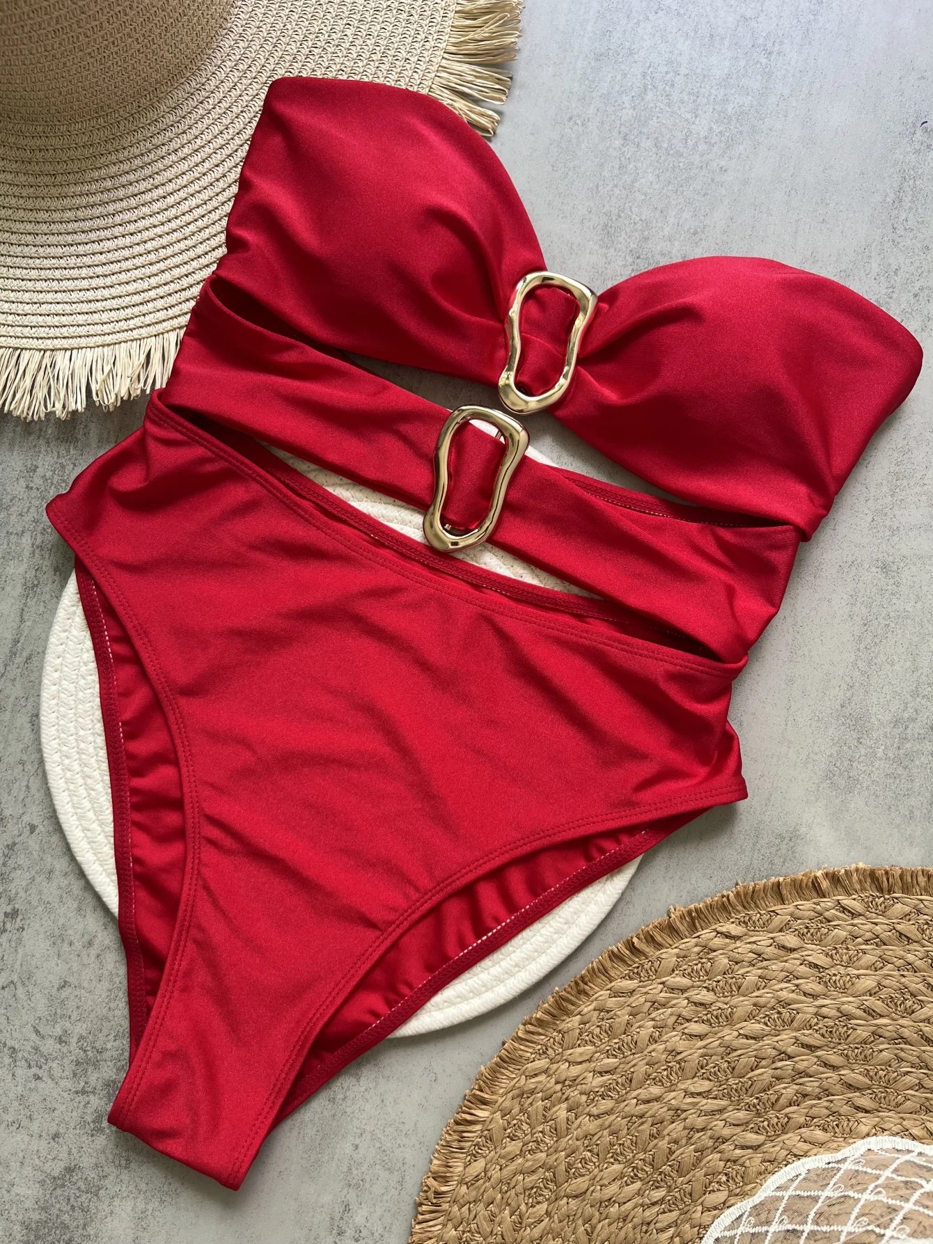 VERONIQUE | Elegante Badpak Met Gouden Details & Flatterend Broekje - Corrigerend, Stijlvol & Comfortabel