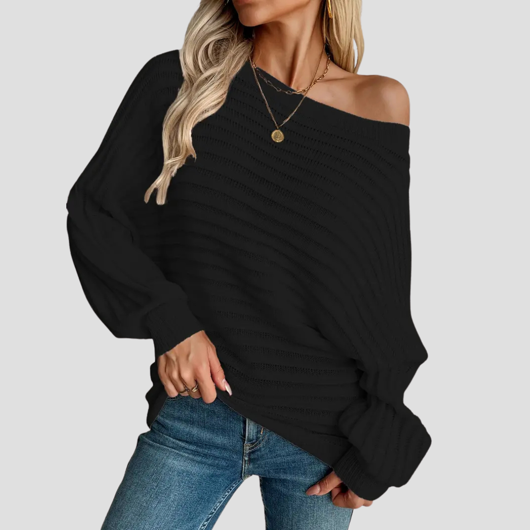 Warme Off-Shoulder Trui Dames – Ontspannen Elegant & Tijdloos Comfort