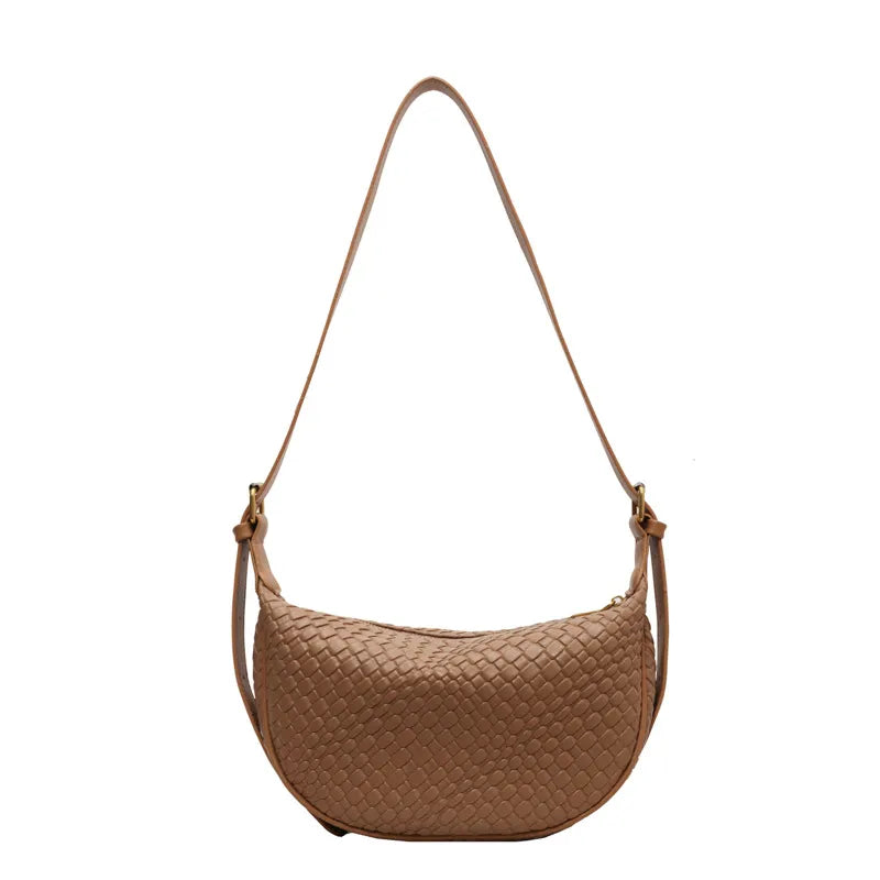 KRISTIEN | Halve Maan Vormige Tas Voor Dames Met Gevlochten Patroon - Stijlvol & Elegant