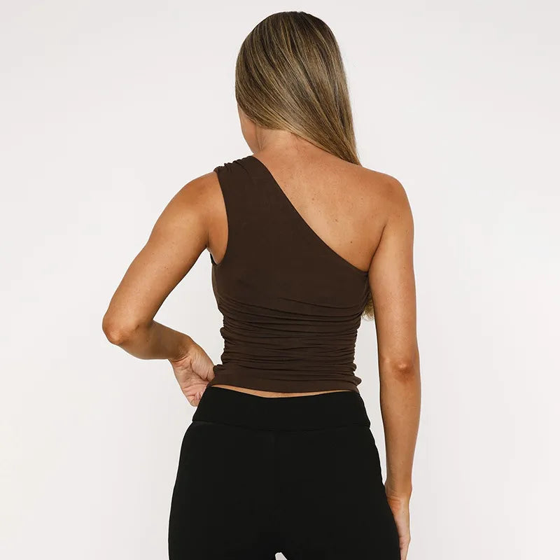 ZURI | Elegante One-Shoulder Top Voor Dames Met Kralen Design - Luxe & Modieus
