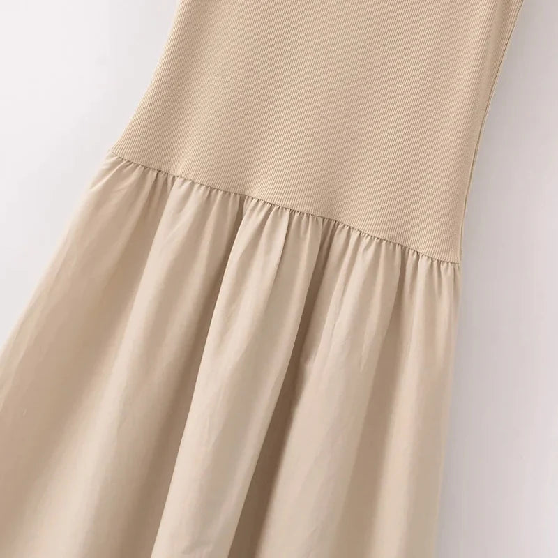 MAYSA | Casual Chic Mouwloze Midi Jurk - Verfijnd, Stijlvol & Chic