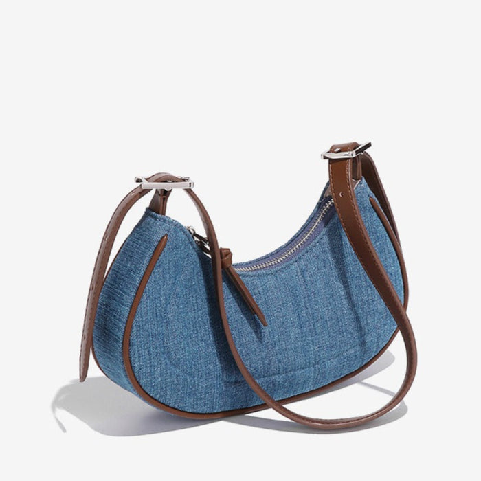 ÉLODIE | Denim Damesschoudertas met Halvemaanvorm – Stoer, Stijlvol & Praktisch