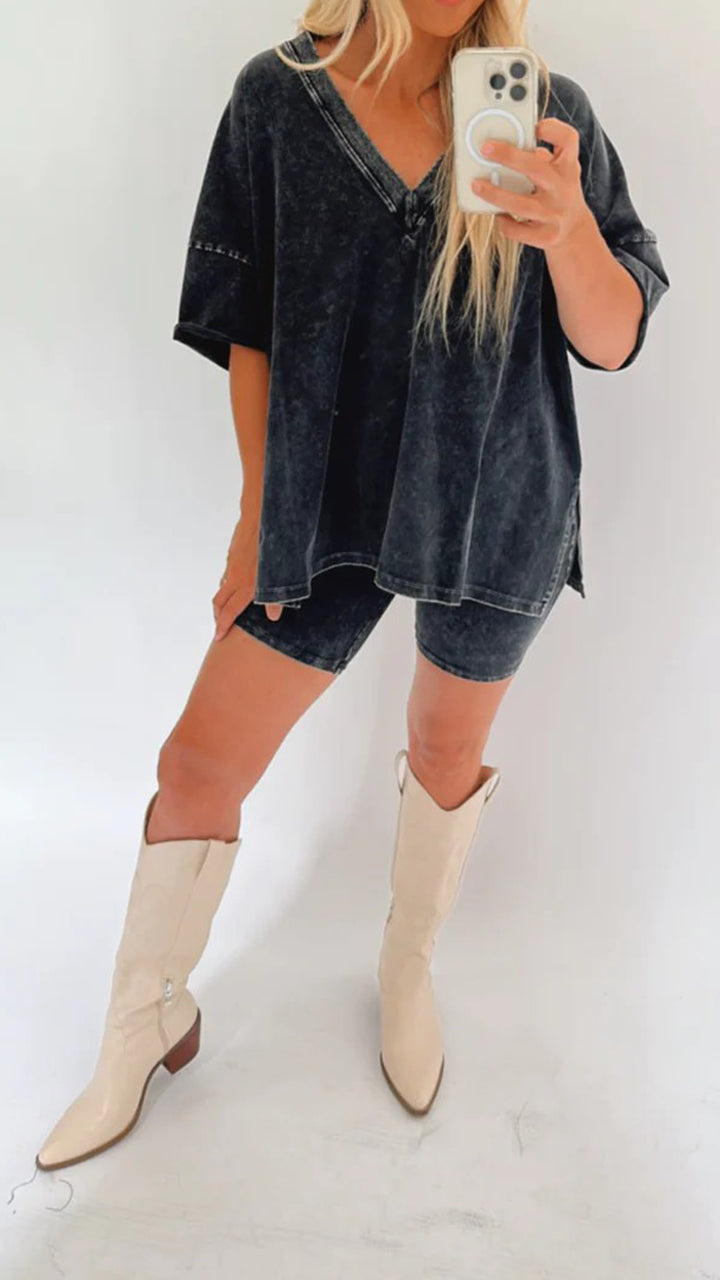 TOVA | Tweedelige Dames Comfort Set - Oversized Shirt Met Sportief Broekje