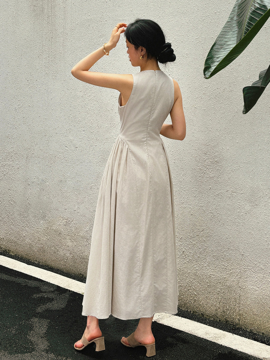 TATUM | Linnen Midi Jurk Voor Dames - Zomers, Stijlvol & Elegant