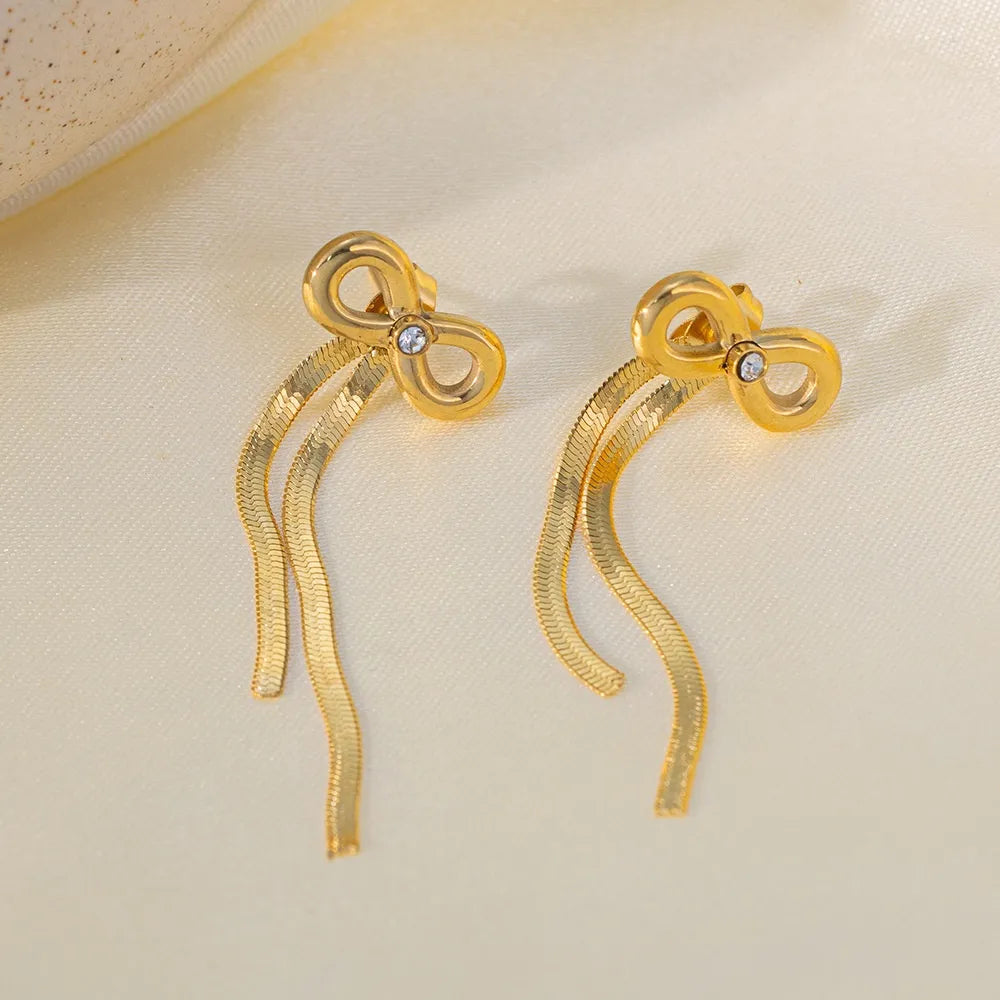 FAYLINN | Goudkleurige Dames Ketting En Oorbellen Set Met Strik Design– Tijdloos, Elegant & Vrouwelijk