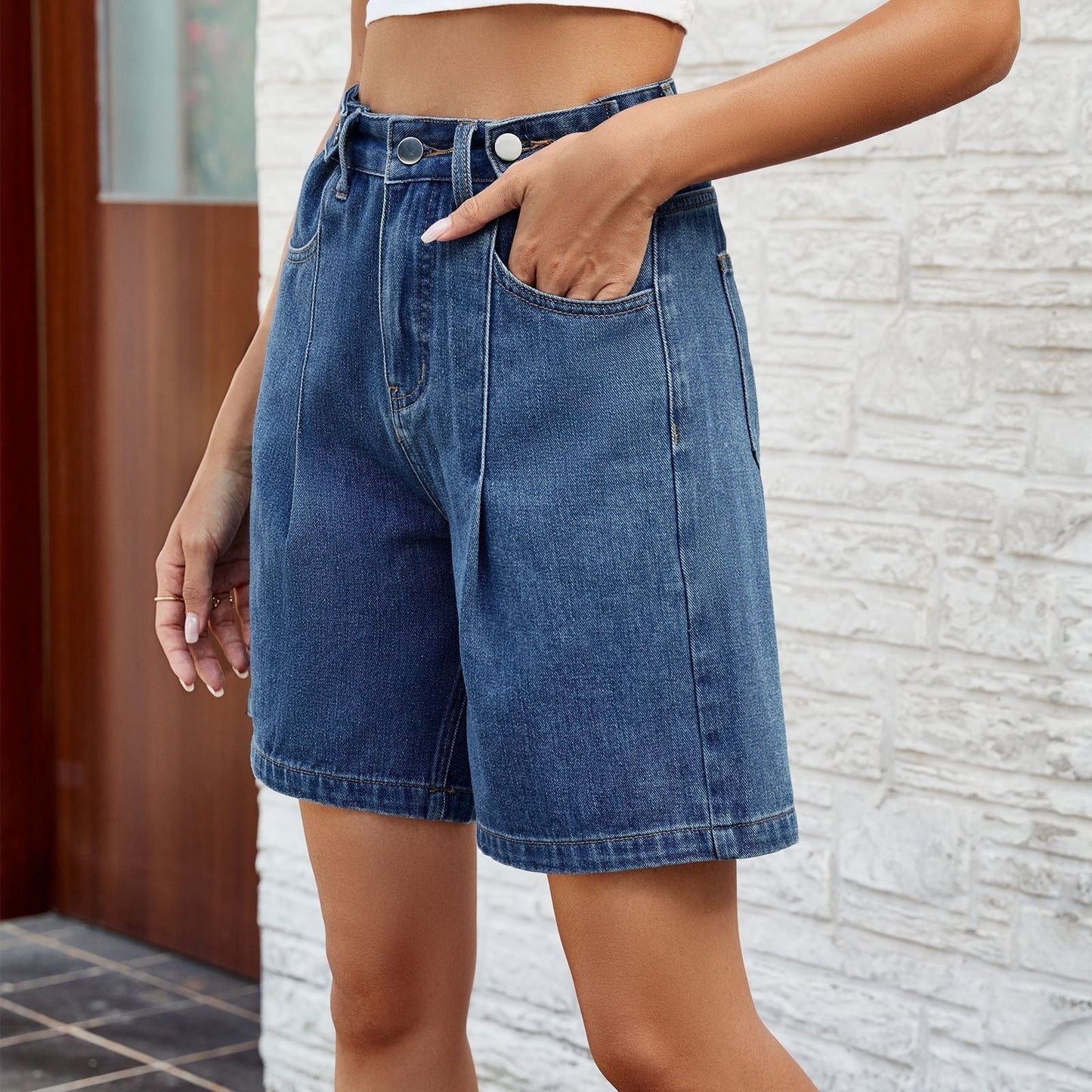 KENDRA | Dames Denim Oversized Short met Vintage Straight Fit – Casual, Comfortabel & Stijlvol