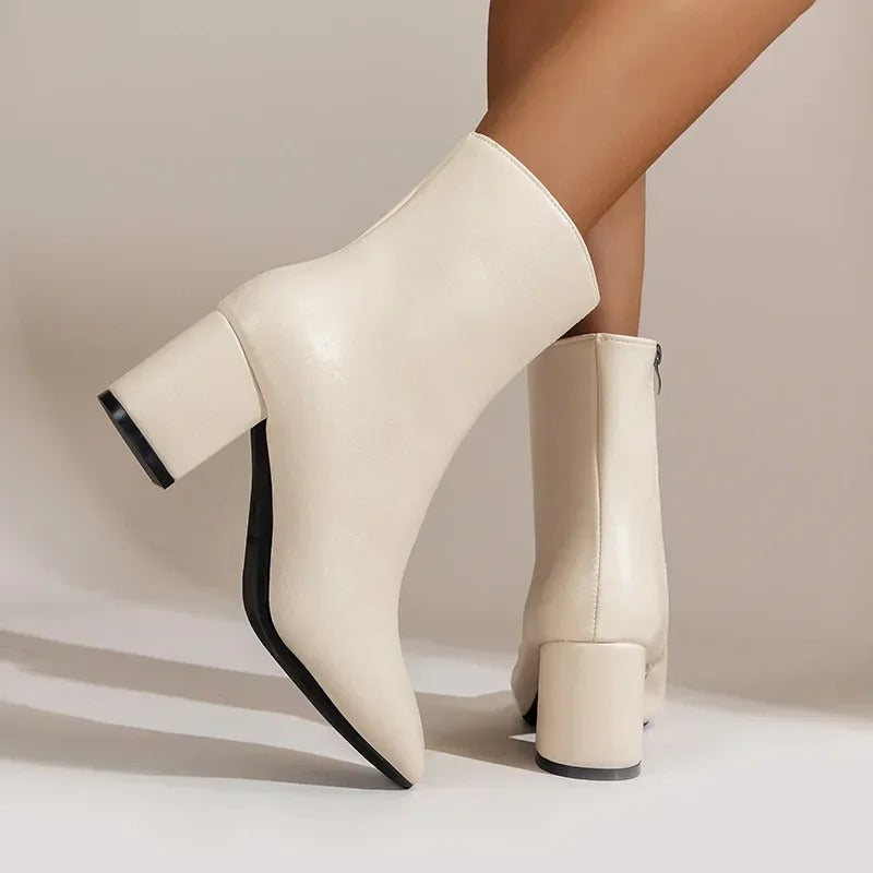 CHRISJE | Dames Enkellaarsjes met Blokhak - Elegant, Luxe & Stijlvol