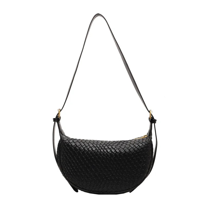 KRISTIEN | Halve Maan Vormige Tas Voor Dames Met Gevlochten Patroon - Stijlvol & Elegant
